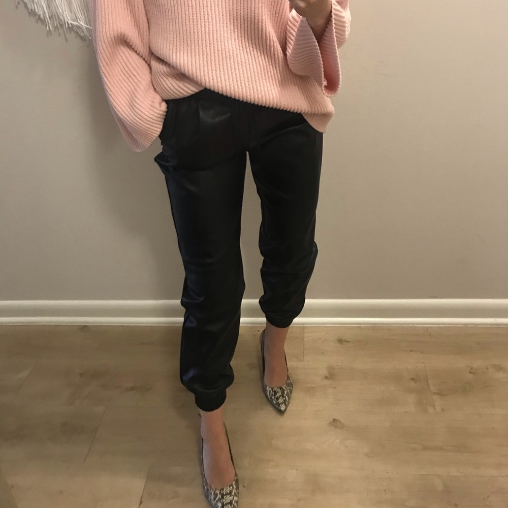 NWT Zara Faux Leather Jogger Pants